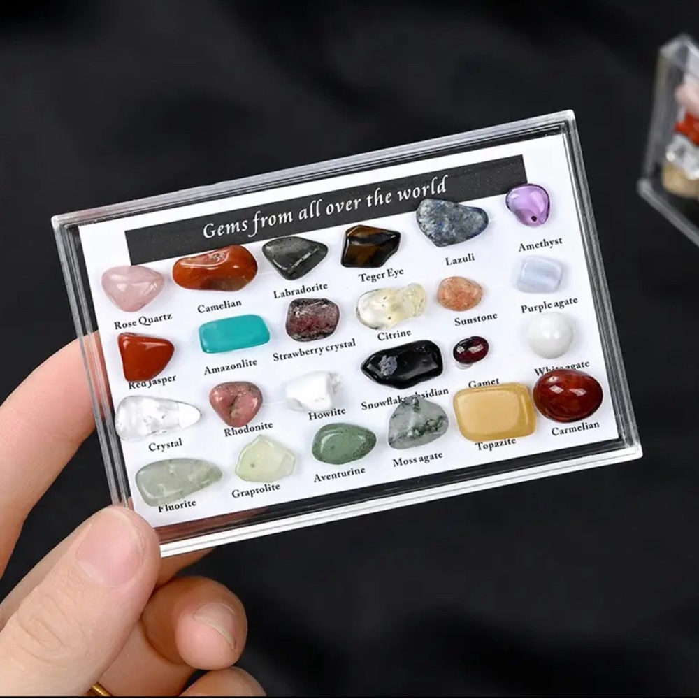 Natural Gems From Around The World with Hard Plastic Case +Free Gift